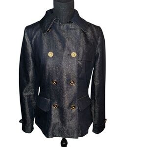 Lauren Ralph Lauren Jean Co. metallic denim double breasted coat